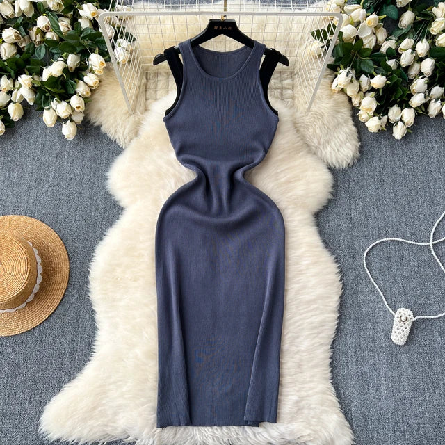 Bella Gebreide Elastische Bodycon Jurk