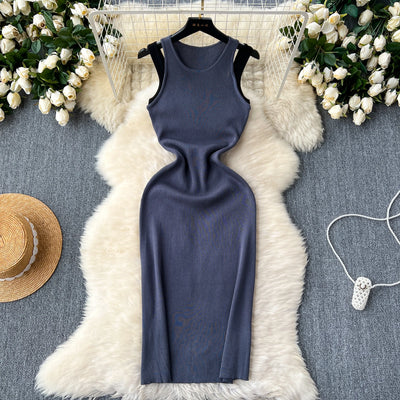 Bella Gebreide Elastische Bodycon Jurk