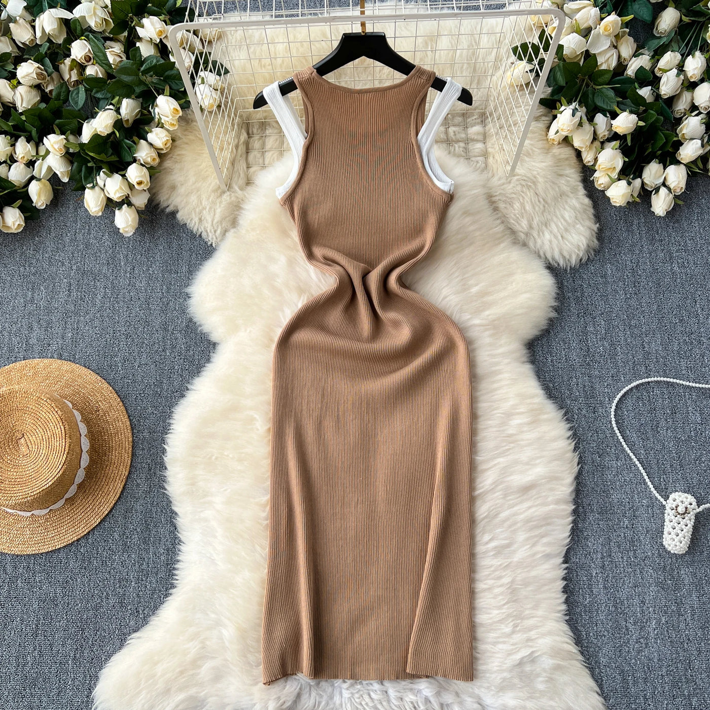 Bella Gebreide Elastische Bodycon Jurk