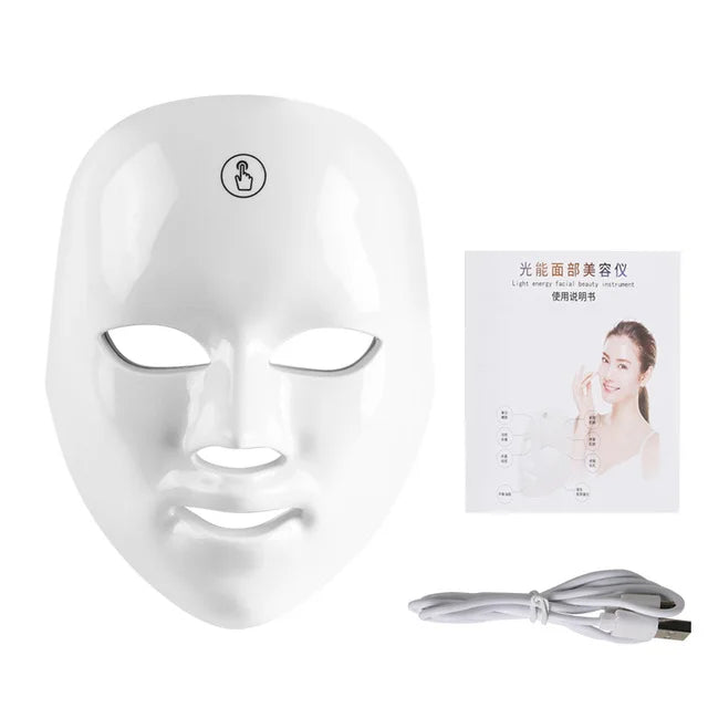 7 Kleuren Led Gezichtsmasker Foton Therapie Gezicht Huidverzorgingsmasker Huidverjongingsmiddelen Anti Acne Rimpel Verwijdering Gezichtsmasker Schoonheid Masker