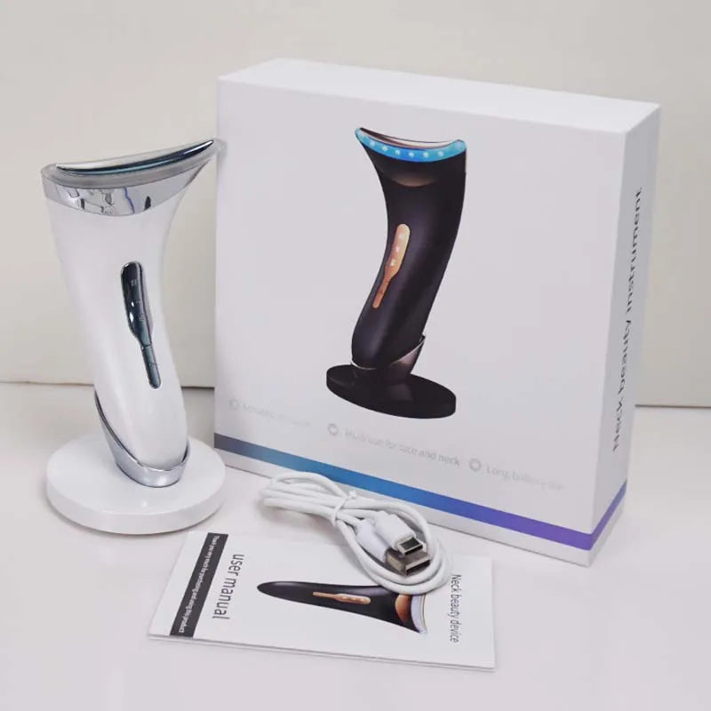 Oplaadbare Ems Trillingshals Anti-Rimpel Led Lichttherapie Gezicht En Nek Massager