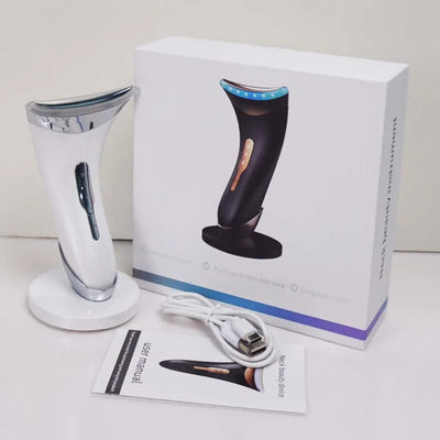 Oplaadbare Ems Trillingshals Anti-Rimpel Led Lichttherapie Gezicht En Nek Massager