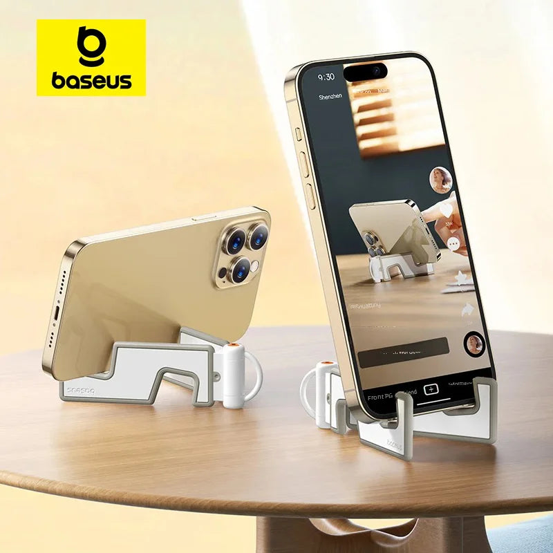 Baseus Telefoon Stand Draagbare Opvouwbare Licht Dunne Mount Stabiele Tafelstandaard Voor Iphone 15 Pocket Universele Mini Mobiele Telefoon Houders