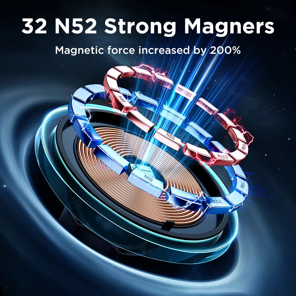 Joyroom Magnetische Auto Telefoonhouder Draadloze Oplader Voor Iphone 15 14 13 Pro Max Snelladen Autolader Houder Met Blauw Licht