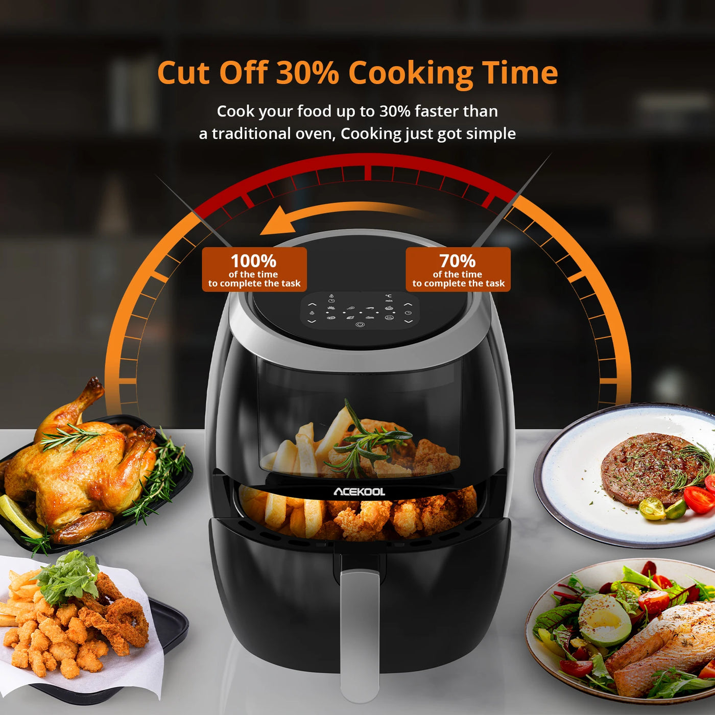 Lucht Friteuse, 8Qt Airfryer Oven Met Digitaal Display 8 Cooking Presets