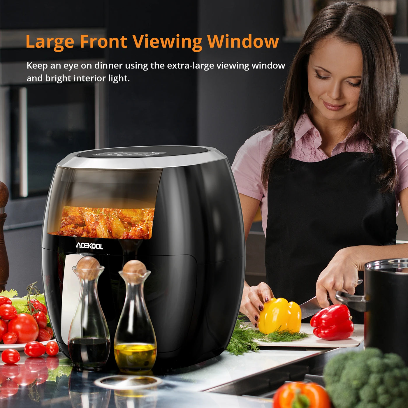 Lucht Friteuse, 8Qt Airfryer Oven Met Digitaal Display 8 Cooking Presets