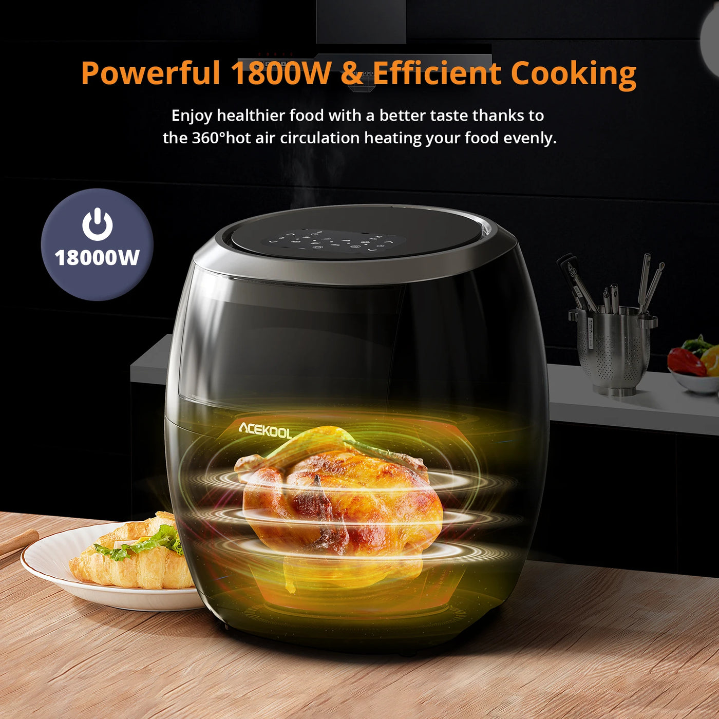 Lucht Friteuse, 8Qt Airfryer Oven Met Digitaal Display 8 Cooking Presets