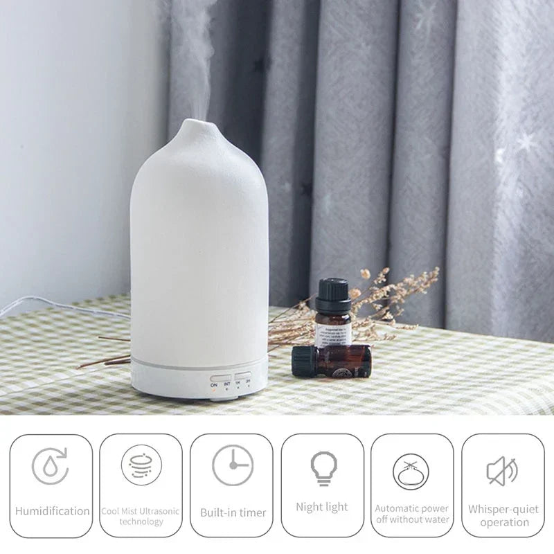 Keramische Aroma Diffuser Automatische Kleine Luchtbevochtiger Hotel Lucht Frisse Etherische Olie Timing Kleurrijke Lichten Diffuser