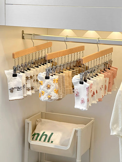 12 Clips Houten Hoed Opberghanger Voor Baseballpetten Sokken Opbergrek Pasgeboren Kleerhangers Hoed Organizer