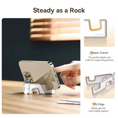 Baseus Telefoon Stand Draagbare Opvouwbare Licht Dunne Mount Stabiele Tafelstandaard Voor Iphone 15 Pocket Universele Mini Mobiele Telefoon Houders