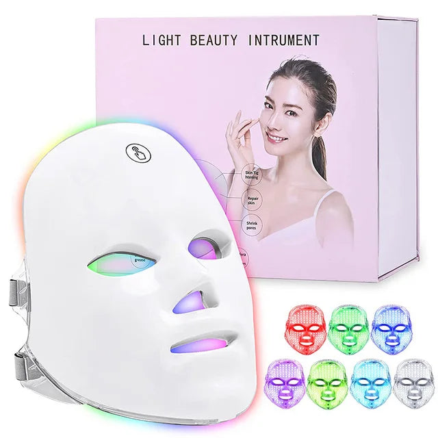 7 Kleuren Led Gezichtsmasker Foton Therapie Gezicht Huidverzorgingsmasker Huidverjongingsmiddelen Anti Acne Rimpel Verwijdering Gezichtsmasker Schoonheid Masker