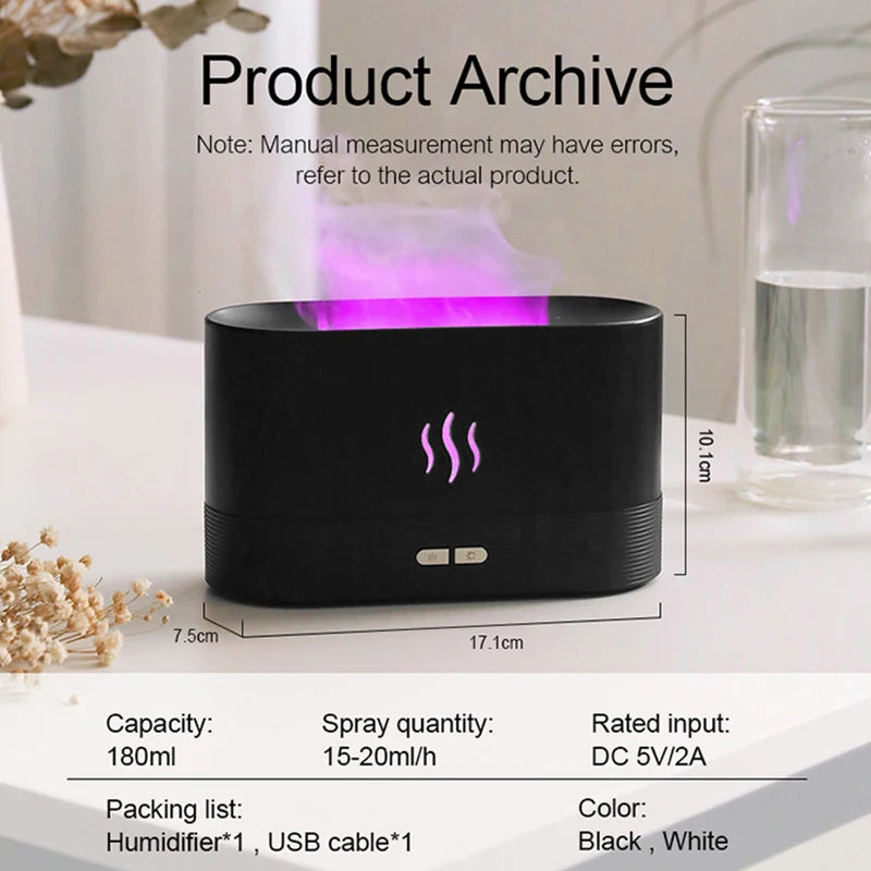 Draagbare Koele Nevel Usb Led Change Kleur Kamer H2o Lucht Vuur Vlam Luchtbevochtiger Aroma Etherische Olie Diffuser Luchtbevochtiger